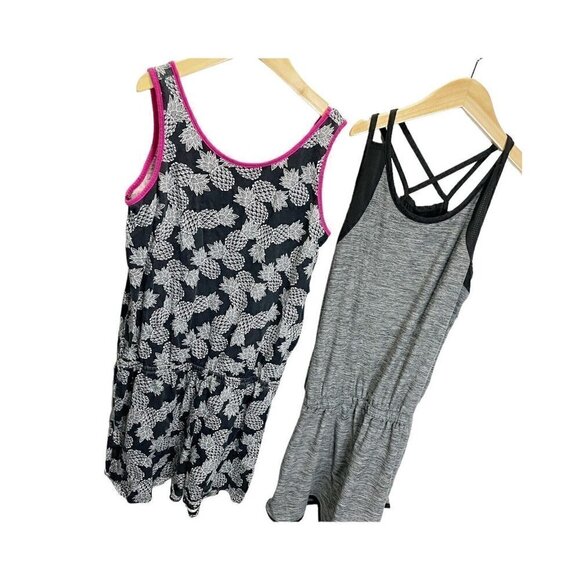 Childrens Place Girls Lot of 2 Summer Rompers Gray Black Sleeveless Casual XL 14 - Picture 3 of 4